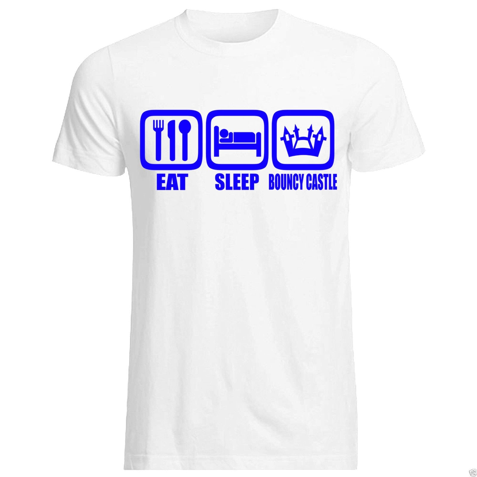 Fashion Men Print T-Shirt Original Eat Sleep Bouncy Castle T-Shirt All Sizes + Cols (Gildan Inflatable Kids Party Print T Shirt