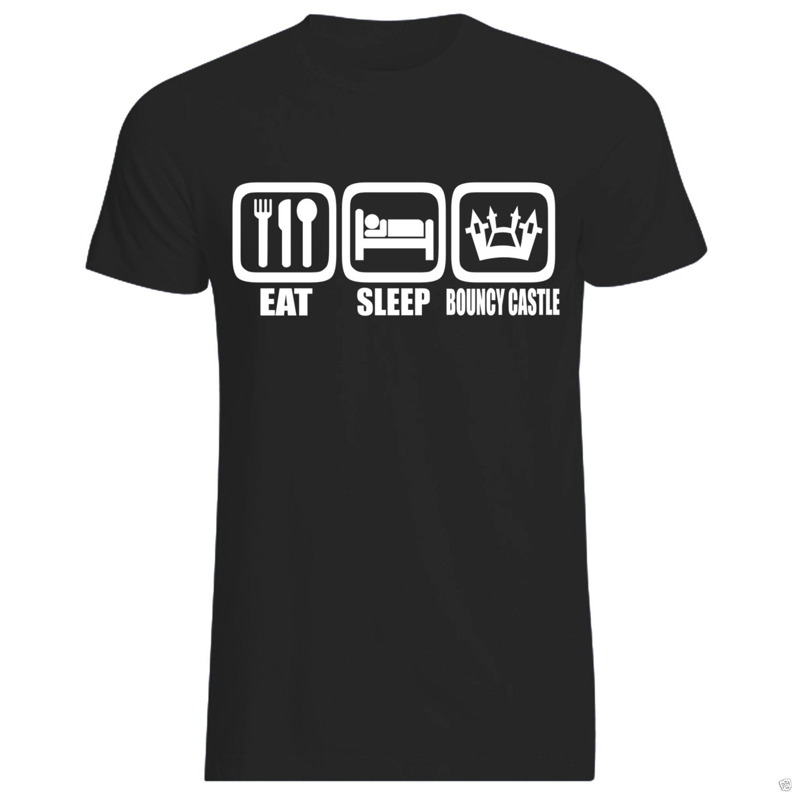 Fashion Men Print T-Shirt Original Eat Sleep Bouncy Castle T-Shirt All Sizes + Cols (Gildan Inflatable Kids Party Print T Shirt
