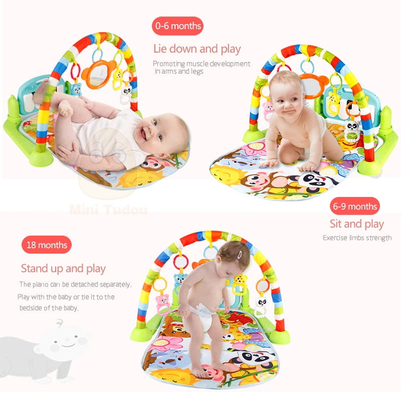 Baby Play Mat Kids Rug Educational Puzzle Carpet With Piano Keyboard And Cute Animal Playmat Baby Gym Crawling Activity Mat Toys