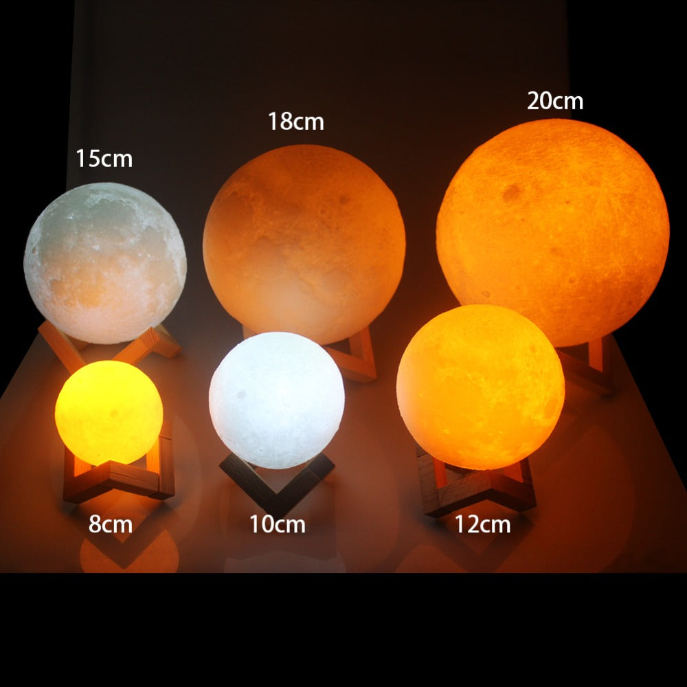 Drop Shipping 3D Print Moon Lamp 2colors LED Night Light for Home Christmas Decoration