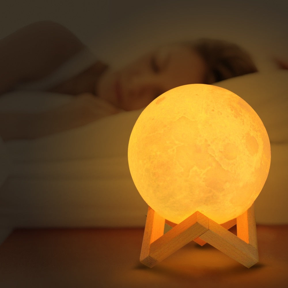 Drop Shipping 3D Print Moon Lamp 2colors LED Night Light for Home Christmas Decoration