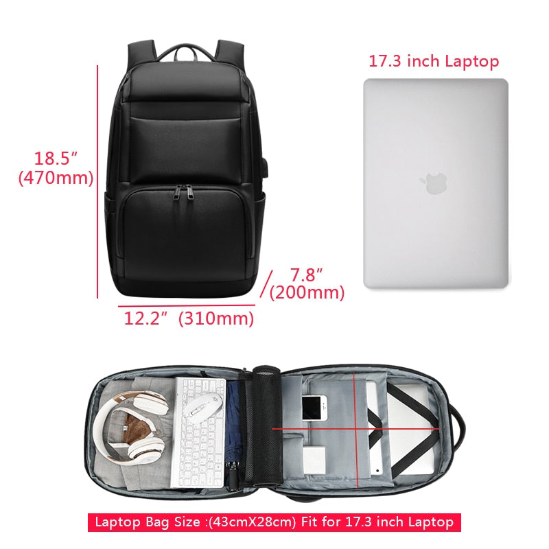 Men's backpacks USB interface Shoulders Anti-theft Travel Backpack 15-17 inch waterproof laptop backpack mochila masculina
