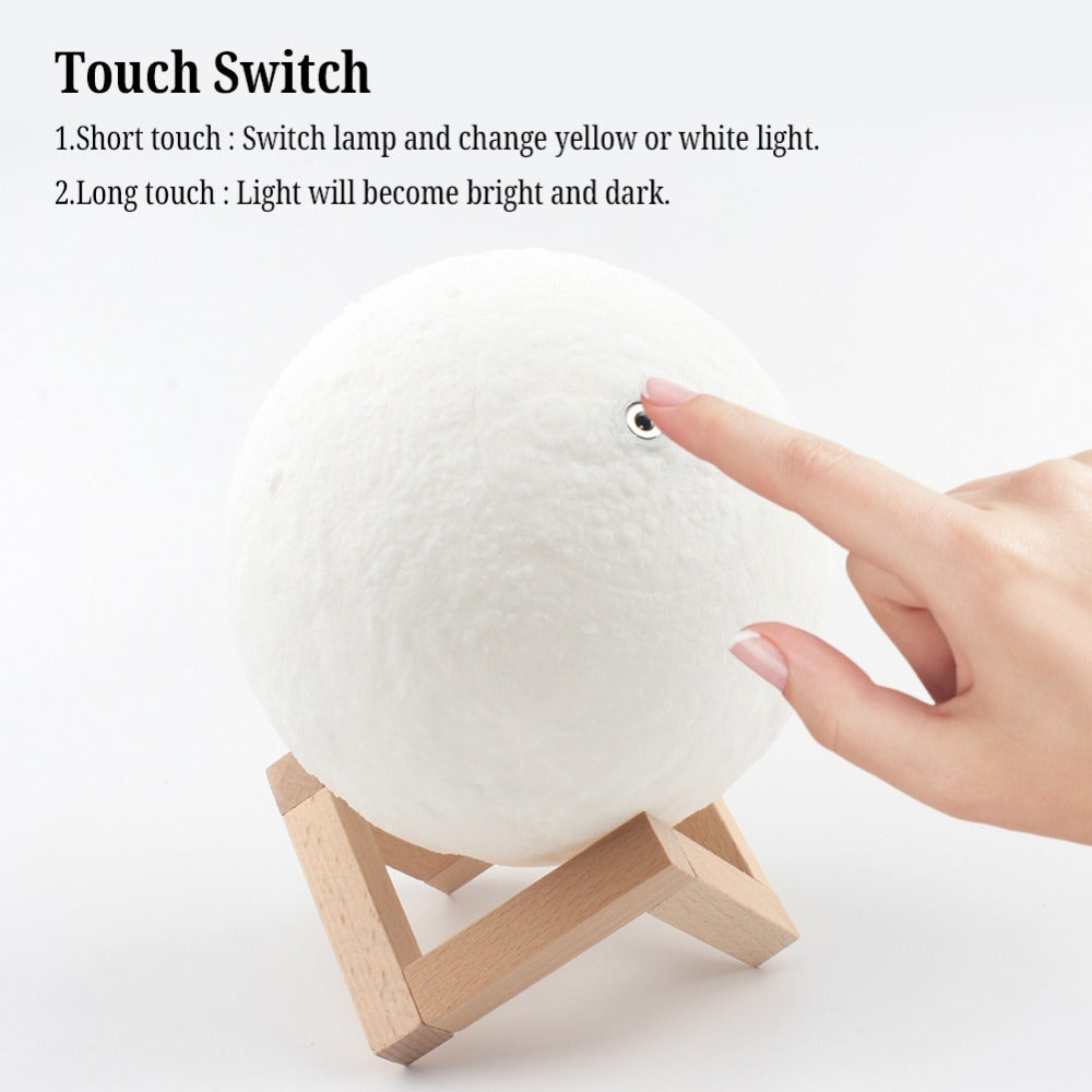 Drop Shipping 3D Print Moon Lamp 2colors LED Night Light for Home Christmas Decoration