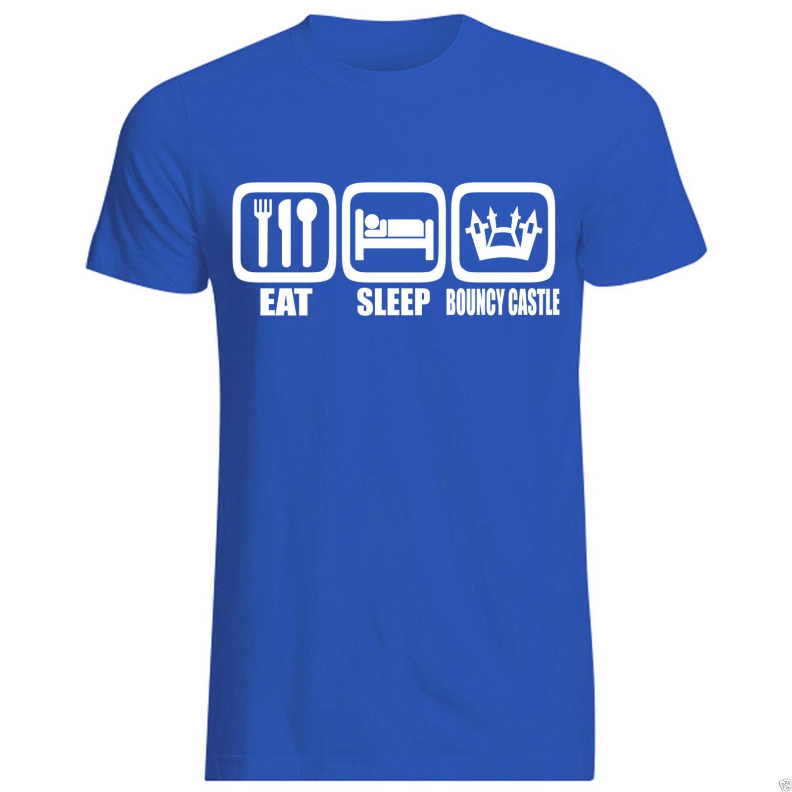 Fashion Men Print T-Shirt Original Eat Sleep Bouncy Castle T-Shirt All Sizes + Cols (Gildan Inflatable Kids Party Print T Shirt