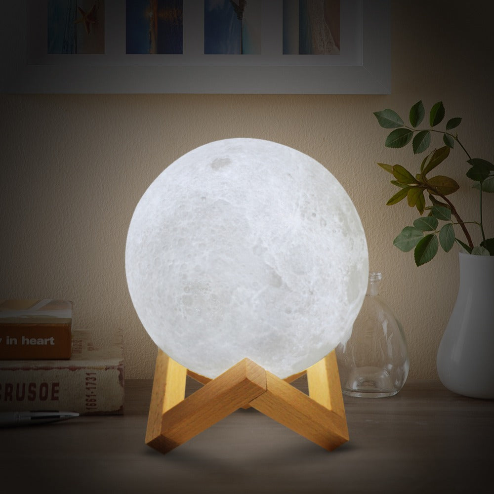 Drop Shipping 3D Print Moon Lamp 2colors LED Night Light for Home Christmas Decoration