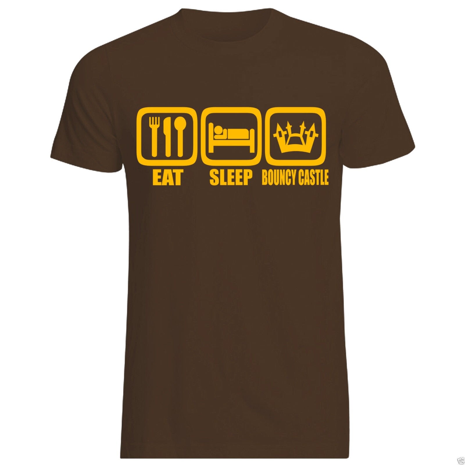 Fashion Men Print T-Shirt Original Eat Sleep Bouncy Castle T-Shirt All Sizes + Cols (Gildan Inflatable Kids Party Print T Shirt