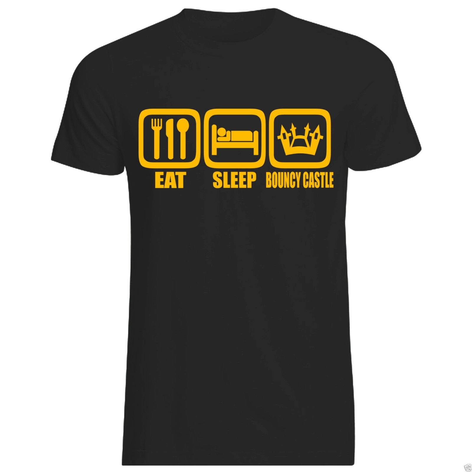 Fashion Men Print T-Shirt Original Eat Sleep Bouncy Castle T-Shirt All Sizes + Cols (Gildan Inflatable Kids Party Print T Shirt