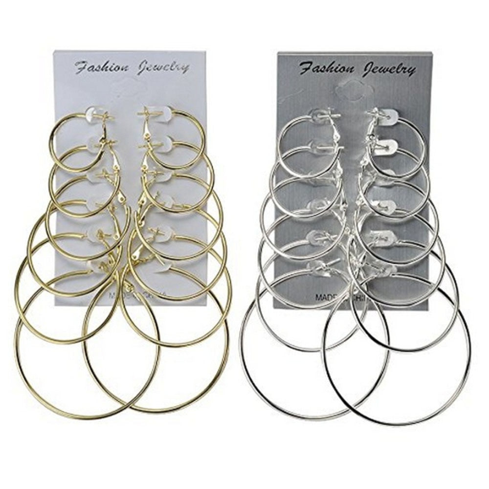 Oversize Big Circle Hoop Earring Set For Women Simple Punk Style Brincos Round Earrings Party Jewelry Gift 6 pair /lot