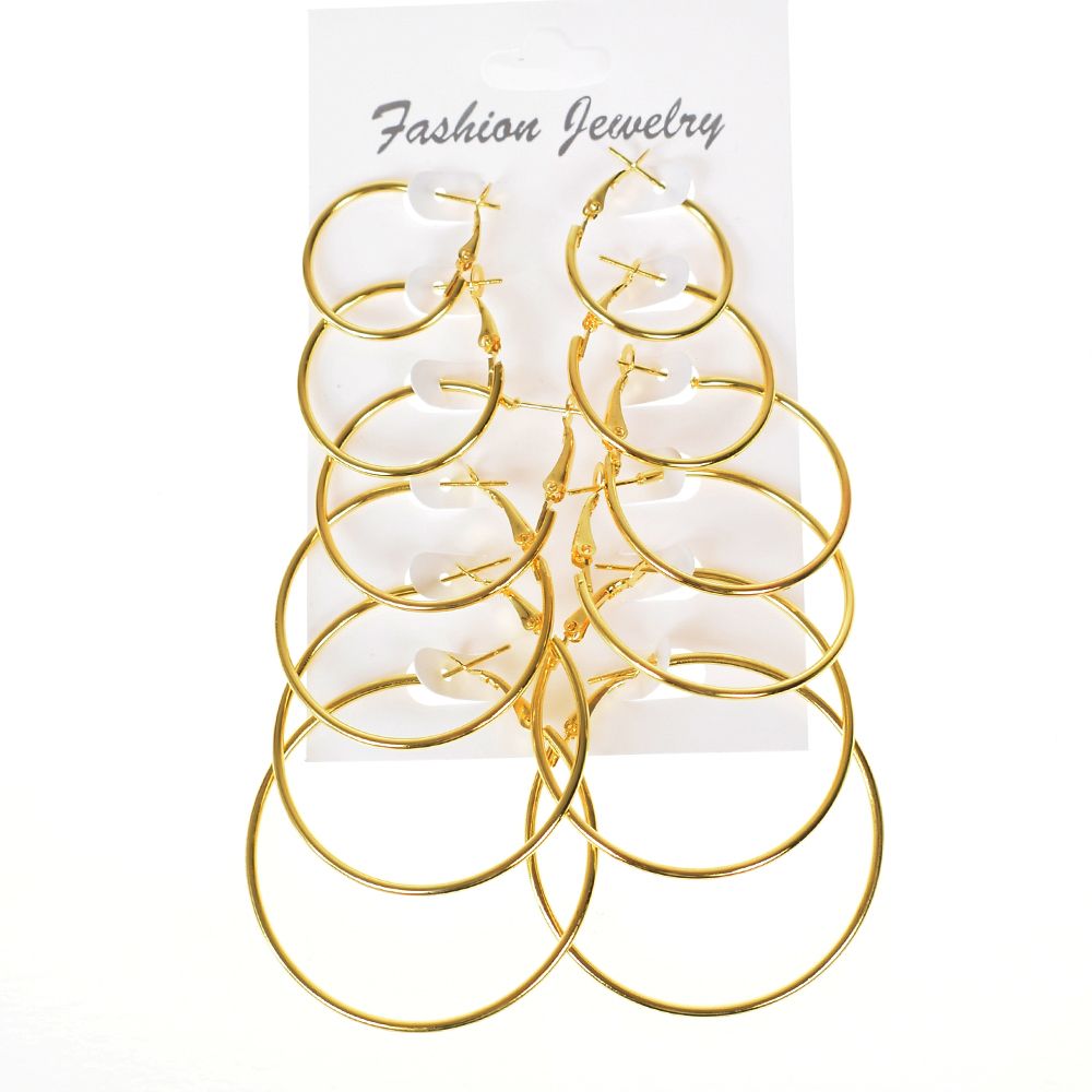 Oversize Big Circle Hoop Earring Set For Women Simple Punk Style Brincos Round Earrings Party Jewelry Gift 6 pair /lot