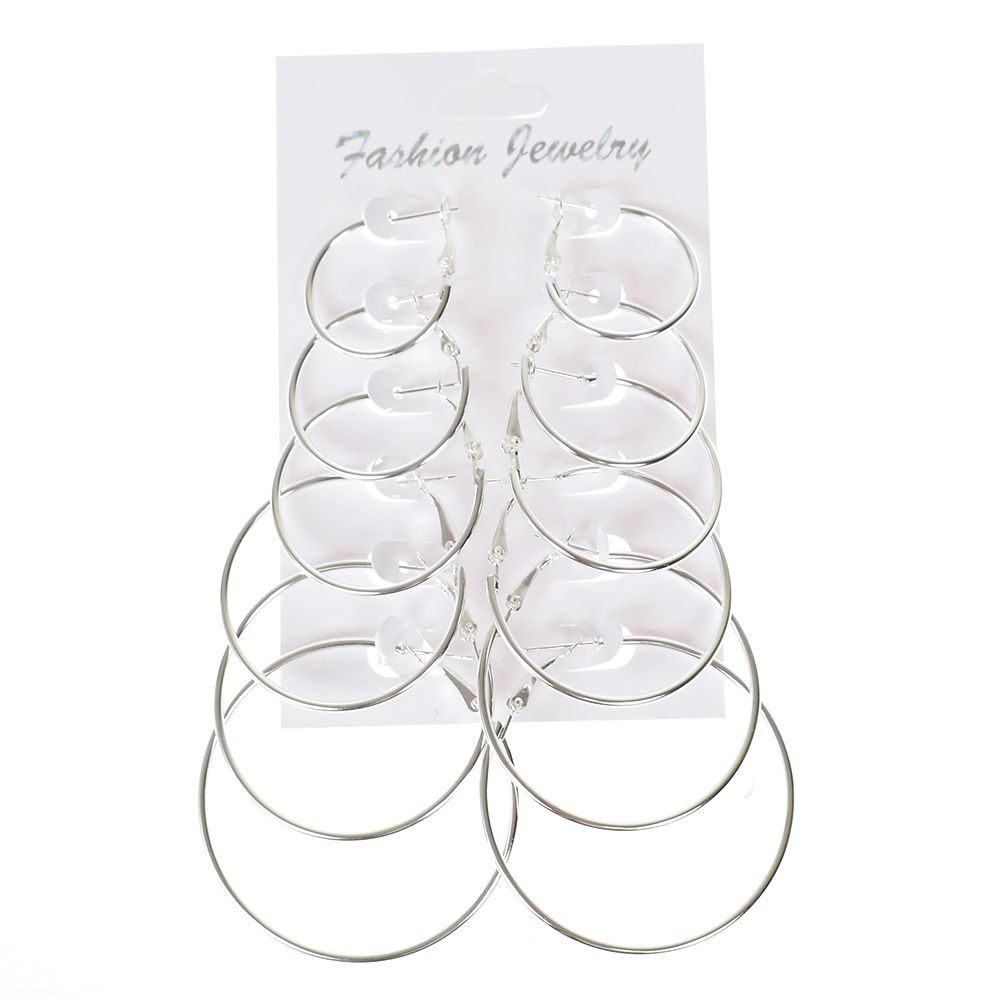 Oversize Big Circle Hoop Earring Set For Women Simple Punk Style Brincos Round Earrings Party Jewelry Gift 6 pair /lot