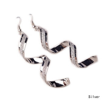 Punk Women Twist Spiral Earrings Lady Girl Dangle Earring Charm Jewelry Valentine's Day Gift Silver Gold Black Long Earrings