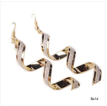 Punk Women Twist Spiral Earrings Lady Girl Dangle Earring Charm Jewelry Valentine's Day Gift Silver Gold Black Long Earrings