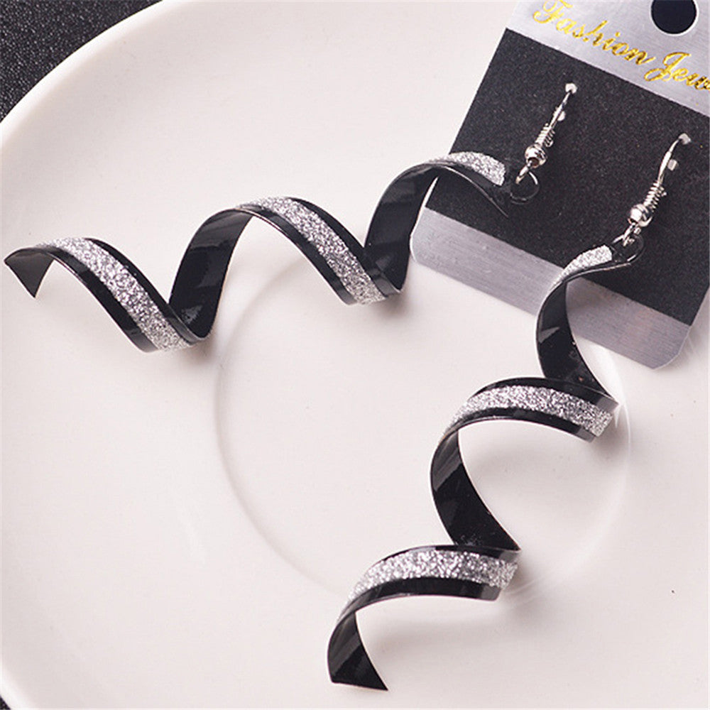 Punk Women Twist Spiral Earrings Lady Girl Dangle Earring Charm Jewelry Valentine's Day Gift Silver Gold Black Long Earrings